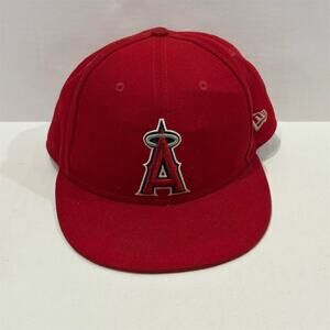 New Era 59FIFTY Los Angeles Angels Fitted Cap Hat Red Size 7 3/8 MLB